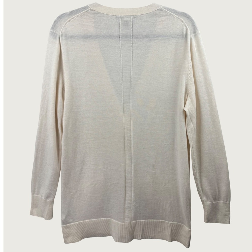 Banana Republic Cardigan Womens Large Ivory Merino Wool V-Neck Button Pockets - Picture 4 of 12